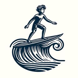 detailed illustration of a surfer riding a wave