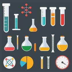 different scientific instruments and lab glassware clipart