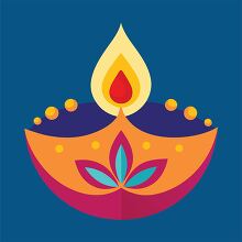 Diwali lamp with a central flame