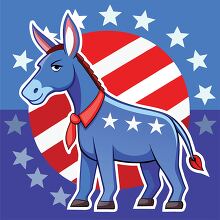 donkey surrounded by stars symbolizing the Democratic Party