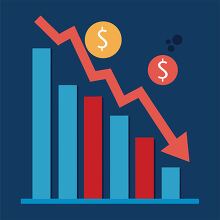 downward trending graph showing a financial loss with falling co