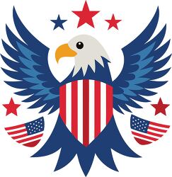 eagle holds a red and white shield symbolizing patriotism