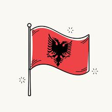 flag of albania waving in the wind hand drawn style