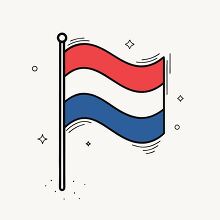 flag of netherlands waving in the wind hand drawn style