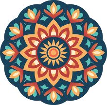 Flat vector mandala with symmetrical floral patterns