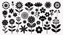 flower doodles drawing vector illustration of black outine silho