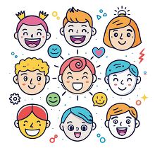 fun and expressive set of cartoon doodle faces