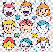 fun and expressive set of cartoon doodle faces