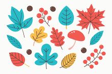 fun autumn design featuring leaves berries and mushrooms