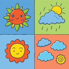 fun hand drawn style weather icon set