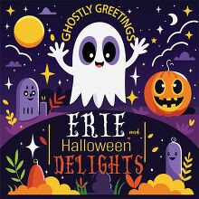 ghostly greetings and eerie delights happy halloween clipart