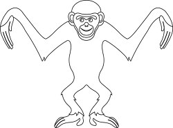 gibbon cartoon monkey with its arms outstretched black outline c