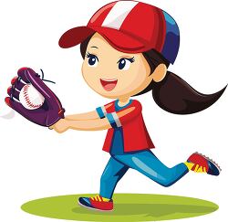 girl with softball glove ready to catch the ball