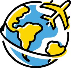 globe with a yellow airplane symbolizing global travel