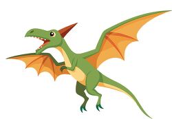 green cartoon flying dinosaur with orange wings