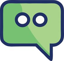 green rectangle speech bubble two dots