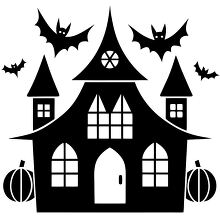 Halloween themed silhouette of a haunted house