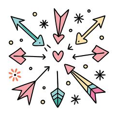 Hand Drawn Arrows and Hearts Clipart