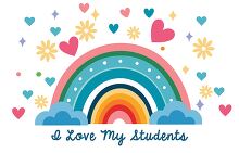 hand drawn style rainbow with text i lovo my students