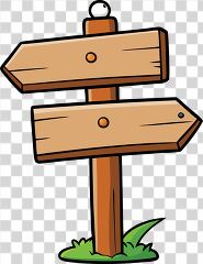 Hand drawn wooden signpost with two blank wooden arrows transparent png