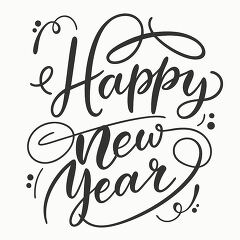 handwritten happy new year lettering clipart