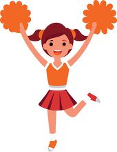 happy cheerleader jumping with pom poms