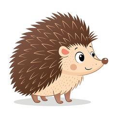 Happy hedgehog character with soft brown fur and a joyful expres