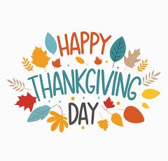 Happy Thanksgiving Day text message with colorful autumn leaves