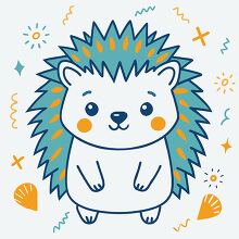 hedgehog with orange cheeks and blue spikes smiling