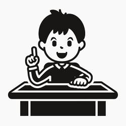 icon of a boy sitting at his desk