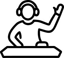 icon of a DJ using headphones in a line style