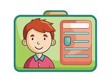 ID card for a student with a friendly face and school logo