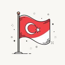 illustration flag of turkey waving in the wind hand drawn style