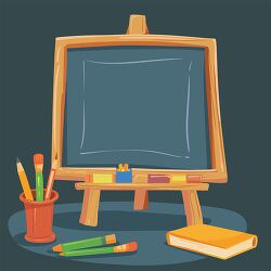 illustration of a blackboard with various school supplies