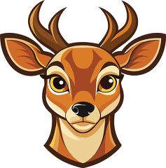 illustration of a deer face with soft brown fur and antlers clipart