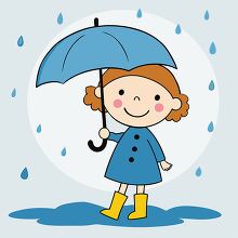 illustration of a girl with curly hair holding an umbrella