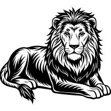 illustration of a lion stylized stroke silhouette