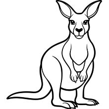 kangaroo in a standing position black outline