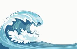 large powerful ocean wave crashing clipart