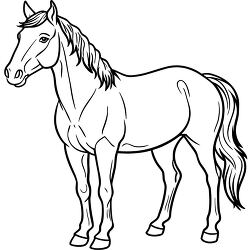line drawing of a standing horse clipart