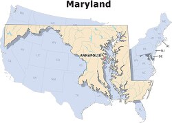 Maryland state large usa map clipart