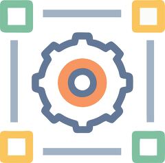 multicolored gear icon representing system or network configurat