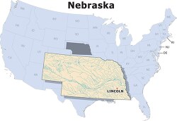 Nebraska state large usa map clipart