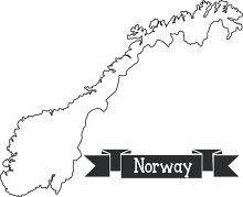 norway black outline text on ribbon