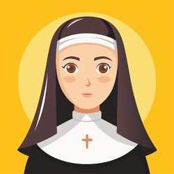 nun with a white headband and a cross