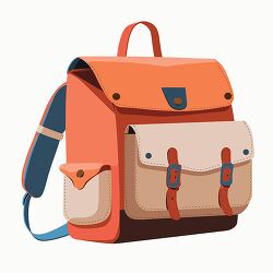 orange backpack with a front pocket clipart