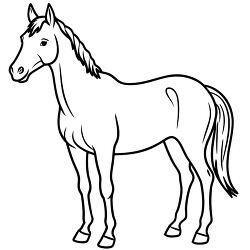 Outline drawing of a horse with long tail clipart