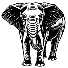 Outline drawing of a standing elephant