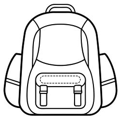 outlined drawing of a school backpack with a front pocket