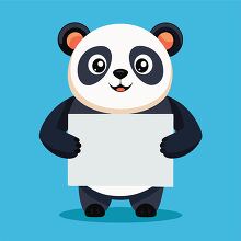 panda holding large white board clipart